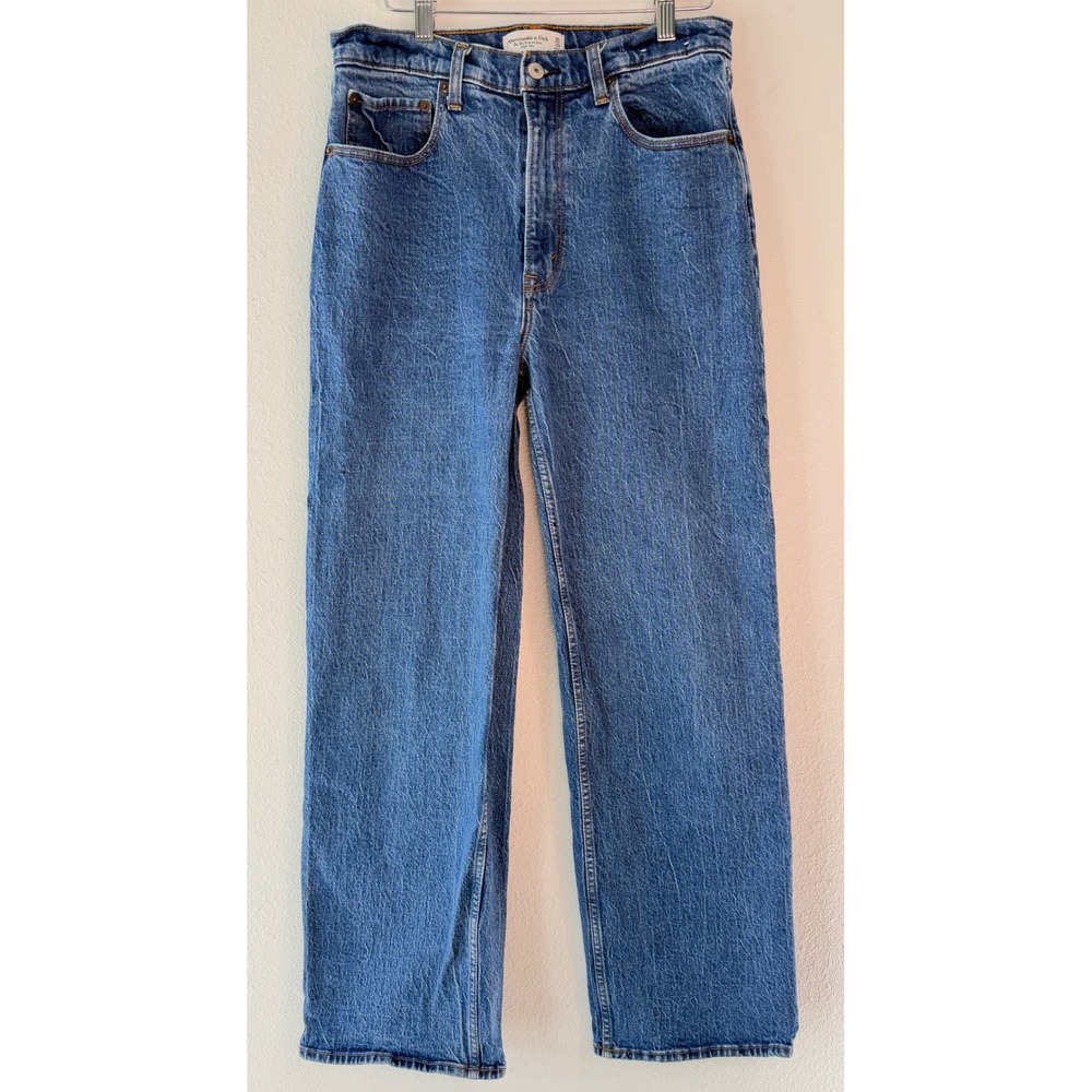 Abercrombie & Fitch The 90s Relaxed High Rise Blue Denim Jeans 10R Minimalist